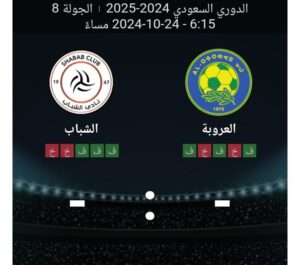 مشاهده مباراه العروبه والشباب 24/10/2024 الدوري السعودي